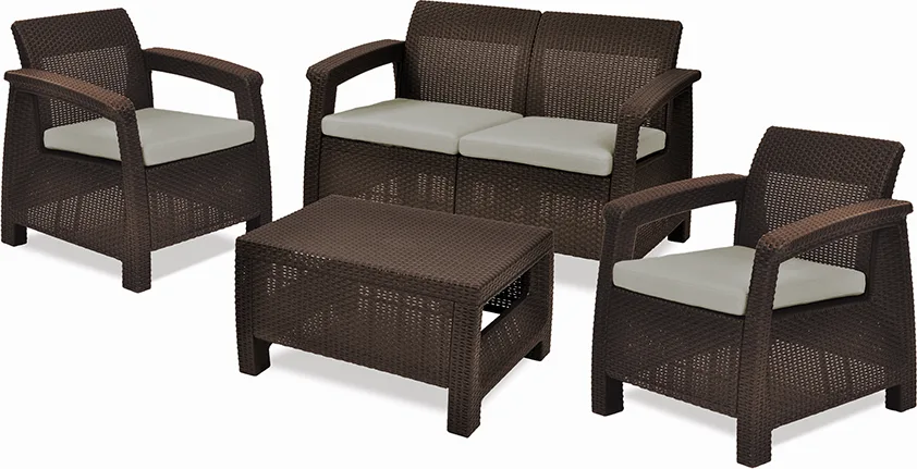 Conjunto jardin Keter Corfu Lounge Set Marron