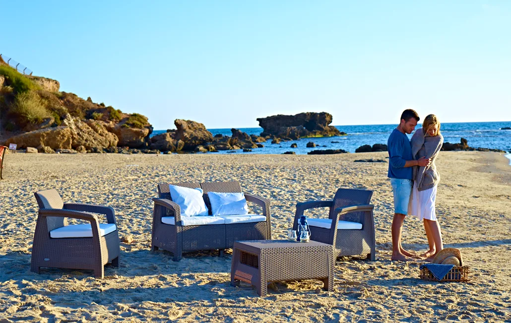Conjunto jardin Keter Corfu Lounge Set Marron — foto 3
