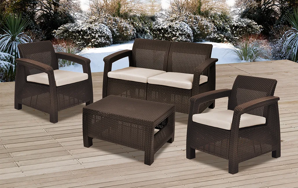 Conjunto jardin Keter Corfu Lounge Set Marron — foto 4