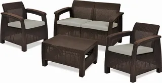 Conjunto jardin Keter Corfu Lounge Set Marron