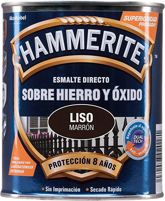 Esmalte Metalico Directo Hammerite Liso Brillo Marron 750ml