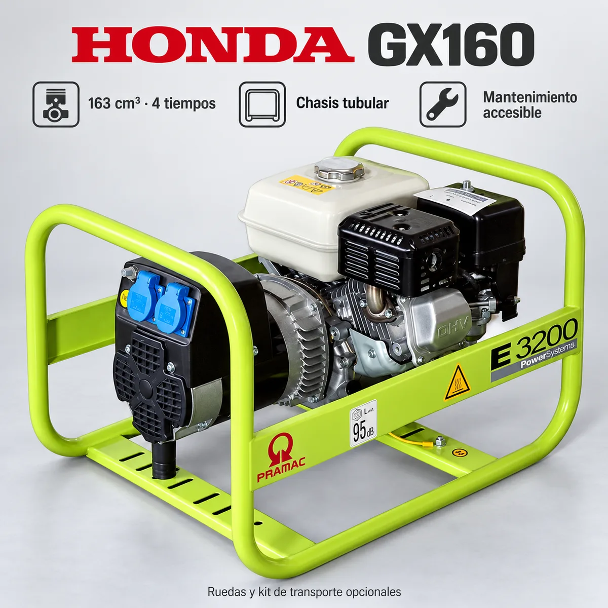 Generador de gasolina Pramac E3200 · motor Honda GX160 · 2,2 kW continuos — foto 6