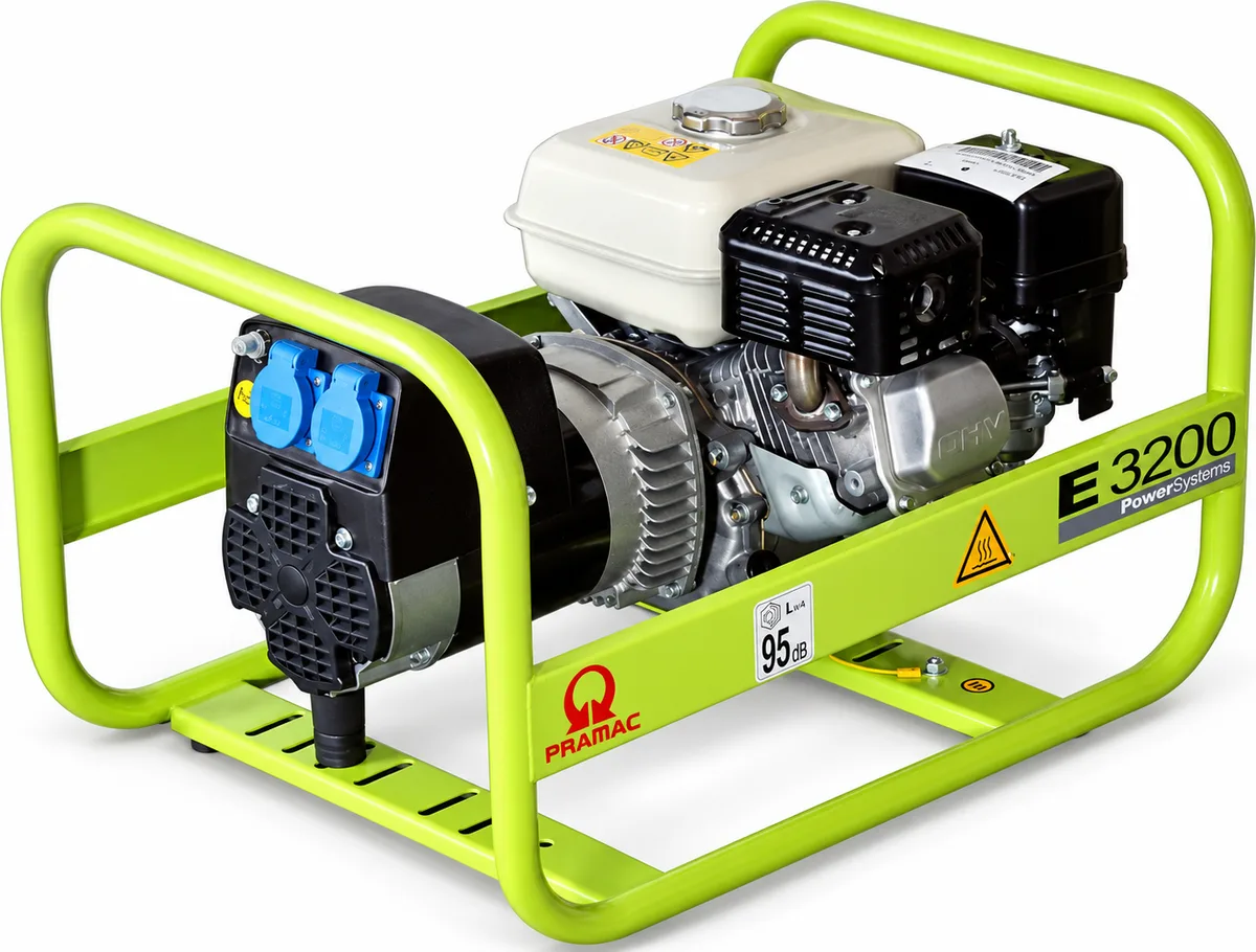 Generador de gasolina Pramac E3200 · motor Honda GX160 · 2,2 kW continuos — foto principal