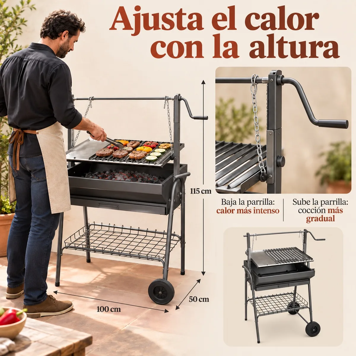 Barbacoa Santana Plancha-parrilla 100 cm con Ruedas — foto 5