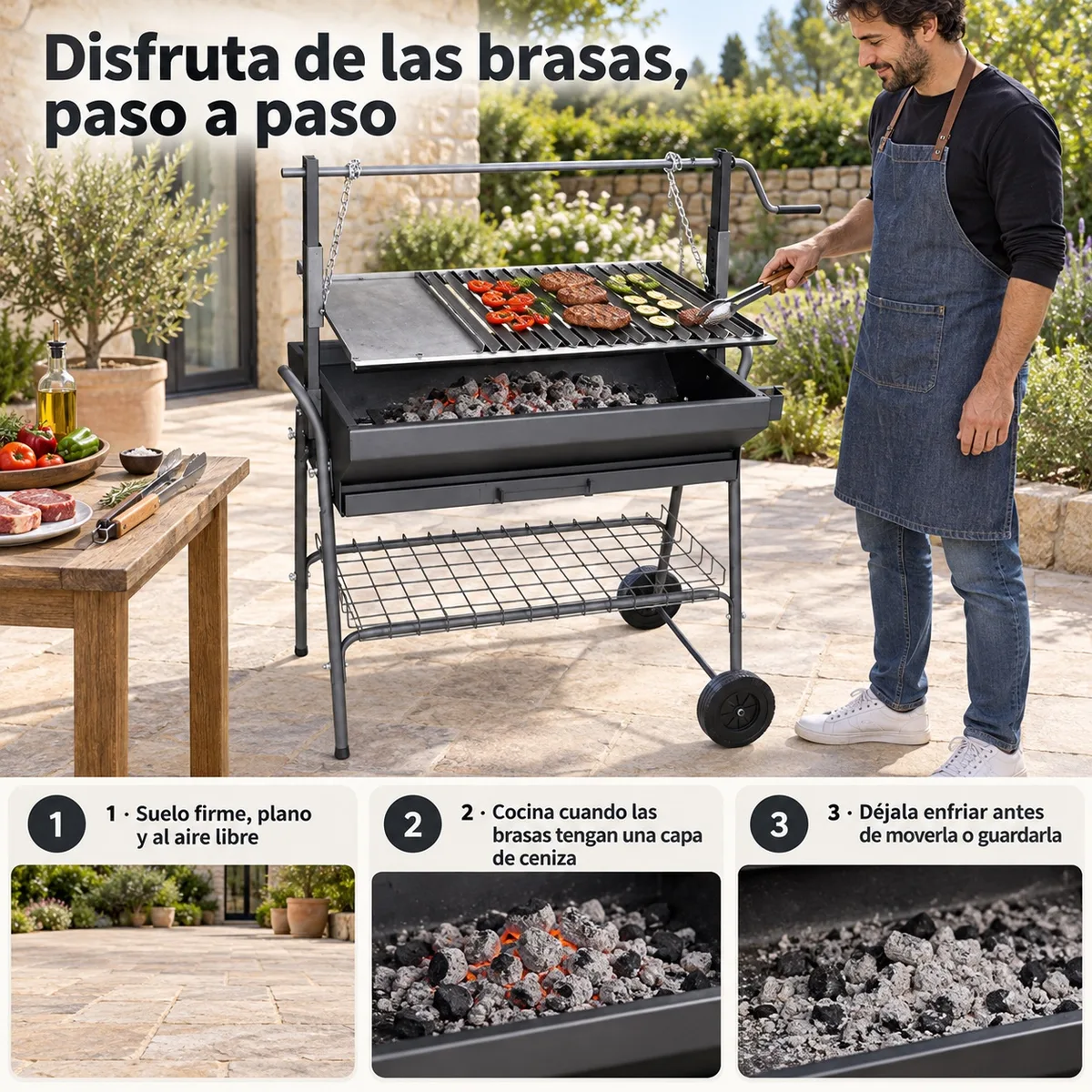 Barbacoa Santana Plancha-parrilla 100 cm con Ruedas — foto 6