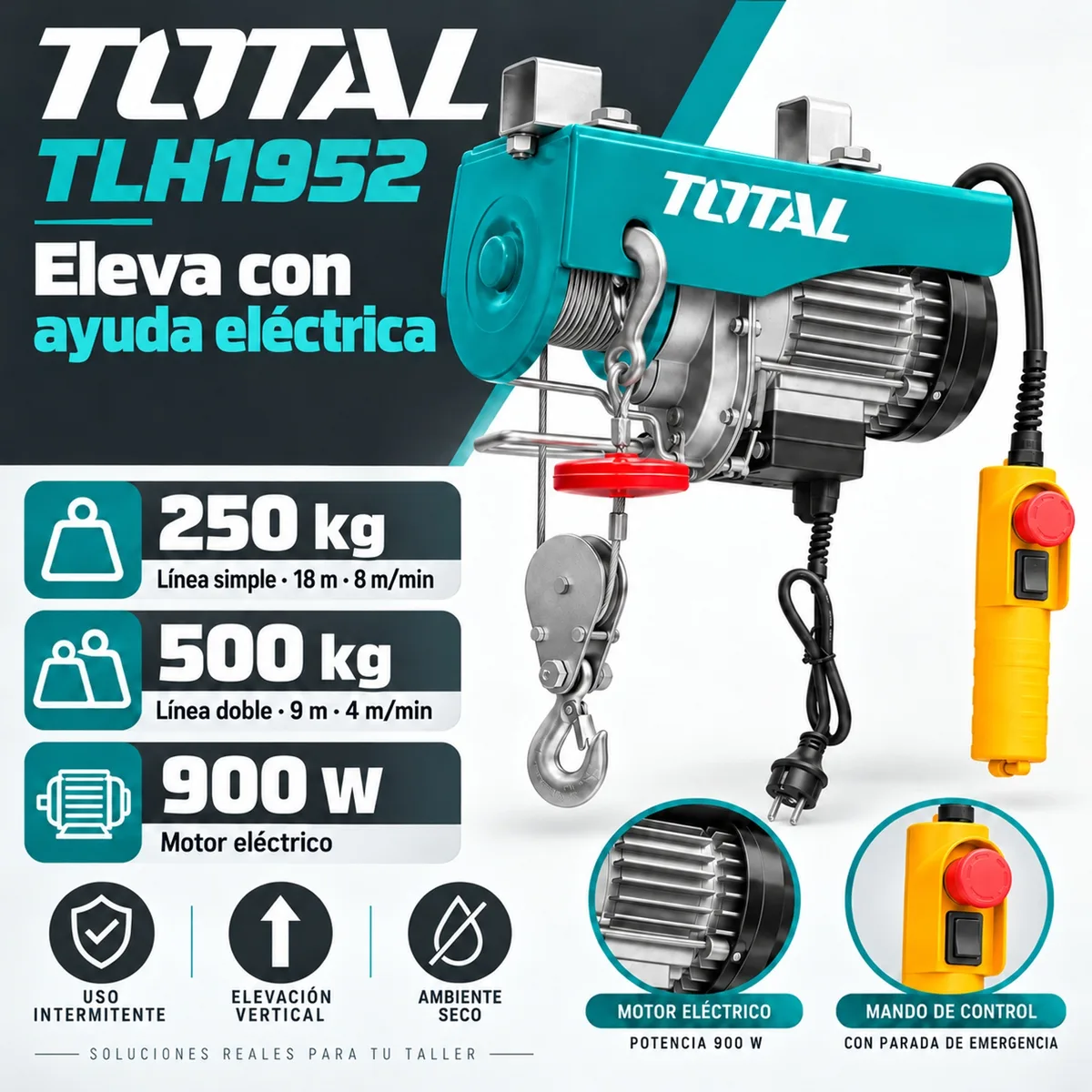 Polipasto eléctrico TOTAL TLH1952 900 W · 250/500 kg — foto 2