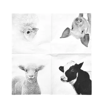 Servilletas de Papel Animales de Granja 25x25