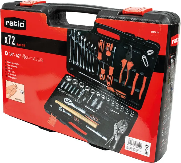 Maletín 72 Herramientas Ratio 1/4"1/2" CR-V — foto 2
