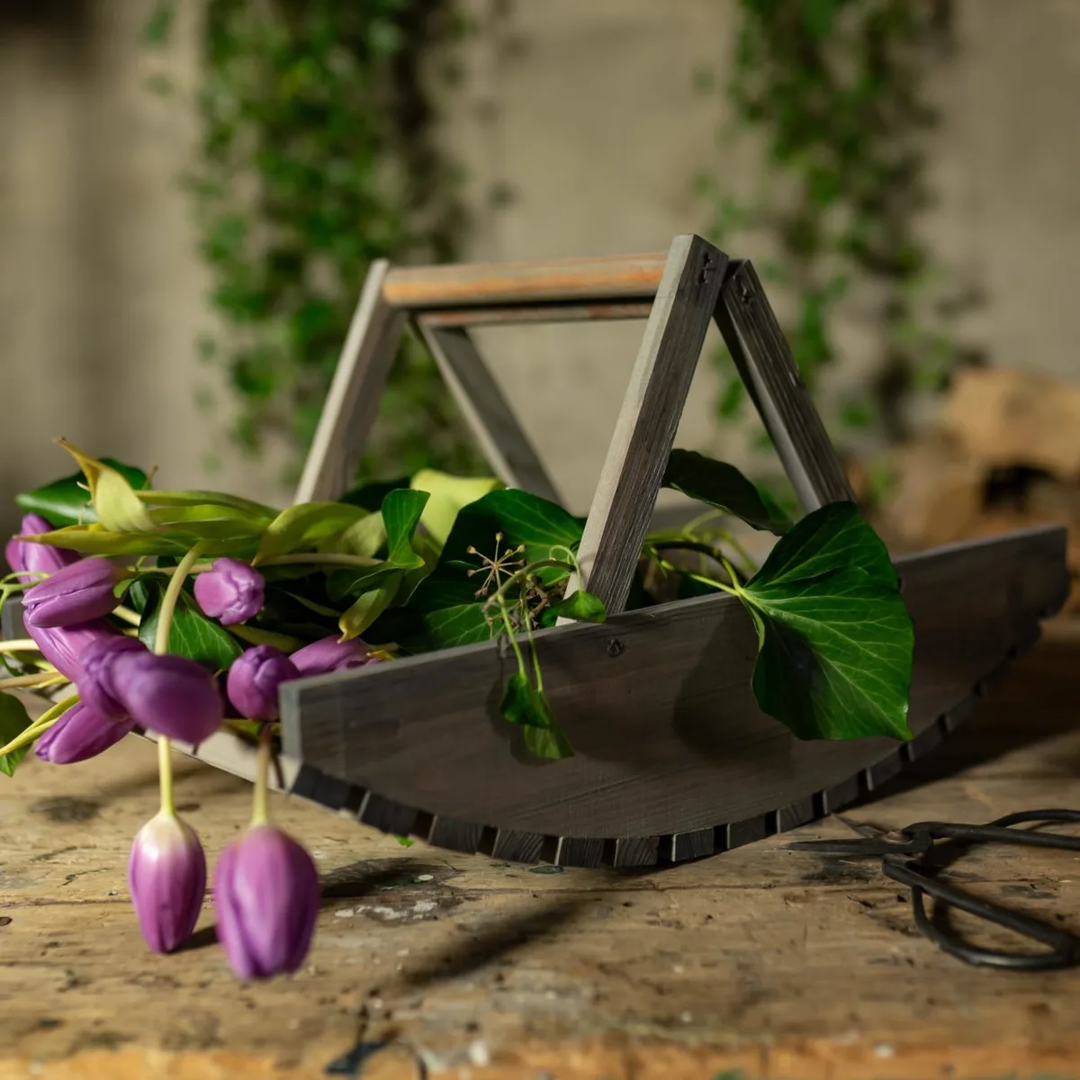 Cesta Madera Flores — foto 2