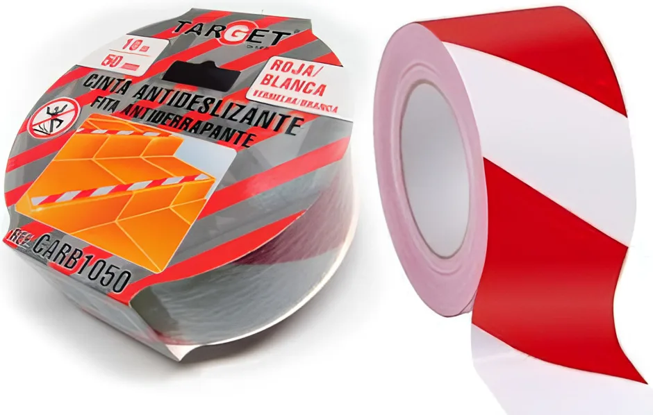 Cinta Antideslizante Roja/Blanca 10m x 50mm