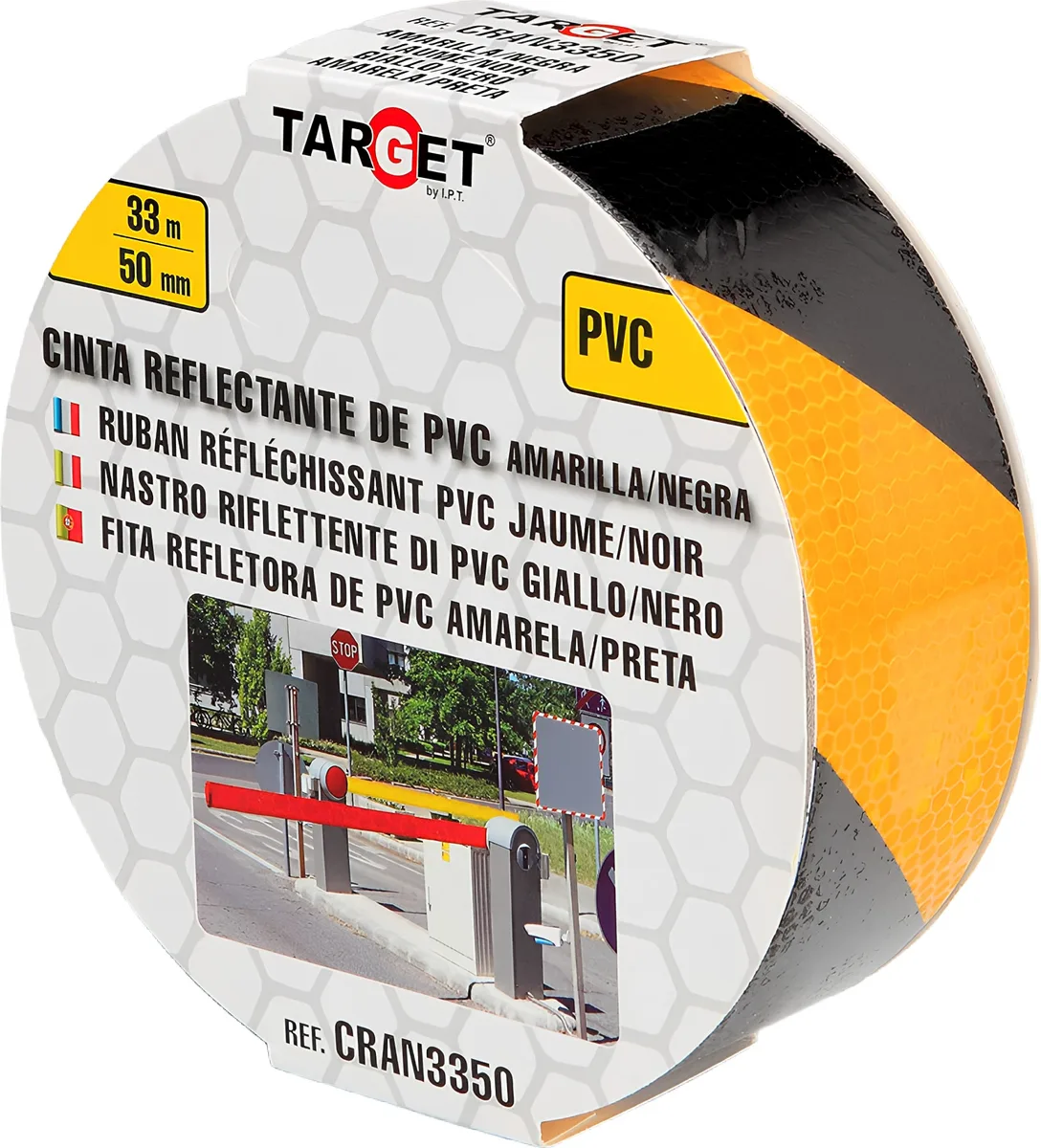 Cinta Reflectante Amarilla/Negra 33m x 50mm