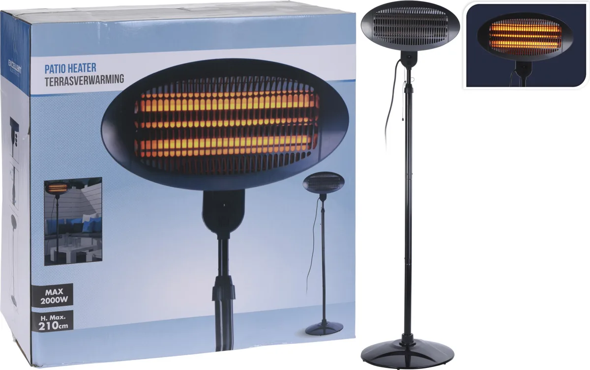 Estufa eléctrica de exterior con pie Koopman EE5000030 2000 W IPX4 regulable