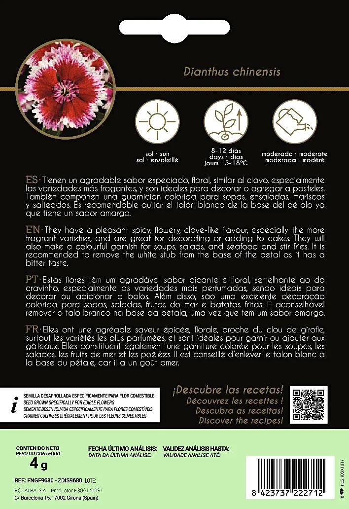 Semilla Flor Comestible Clavel Chino — foto 2