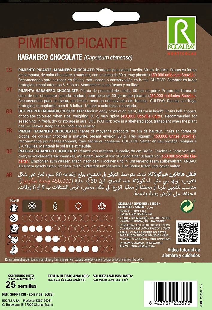 Semilla Pimiento Picante Habanero Chocolate — foto 2