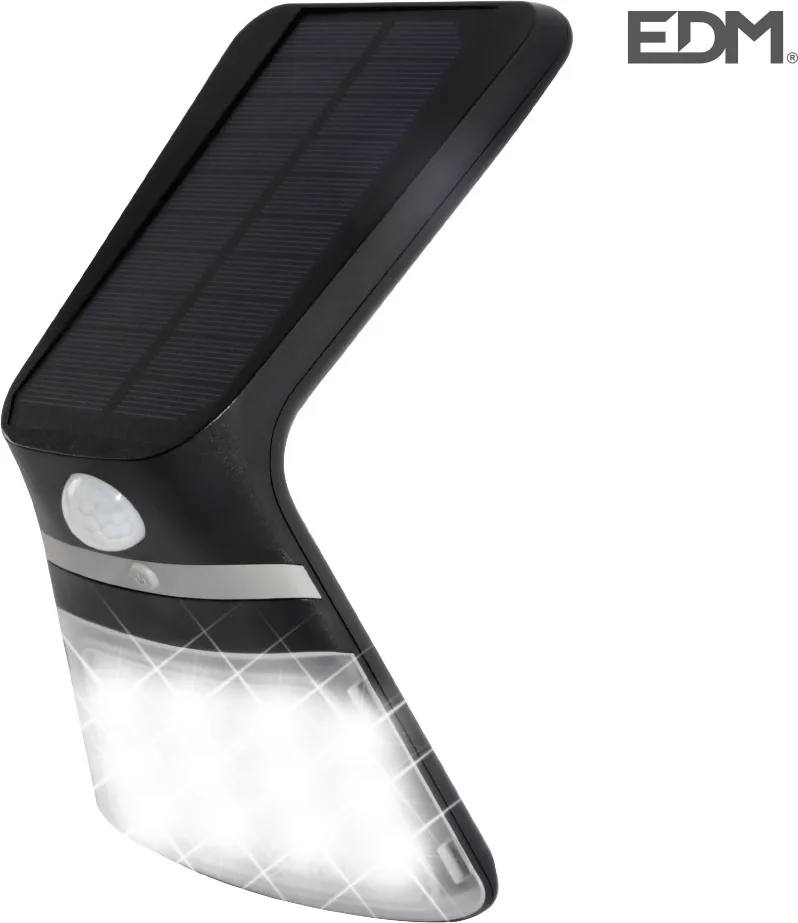 Luz solar exterior jardín recargable con sensor de presencia Edm negra 430 lumnes — foto 2