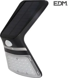 Luz solar exterior jardín recargable con sensor de presencia Edm negra 430 lumnes