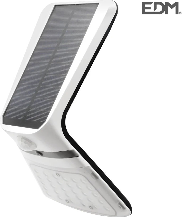Luz solar exterior jardín recargable con sensor de presencia Edm blanca 430 lumnes