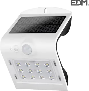Luz Solar Exterior e 1,5w 220 Lumen Recargable con Sensor de Presencia Blanco