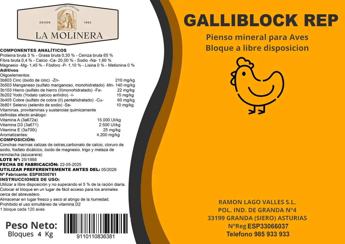 Bloque Mineral Gallinas GalliBlock Rep 4 kg — foto 7
