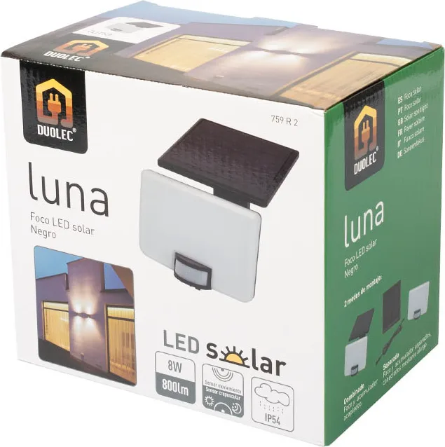FOCO SOLAR LUNA 8W 800 LUMENS NEGRO — foto 3