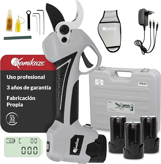 Tijera de poda eléctrica Kamikaze KV362 35 mm + 3 baterías 2,5 Ah y cargador — foto 2