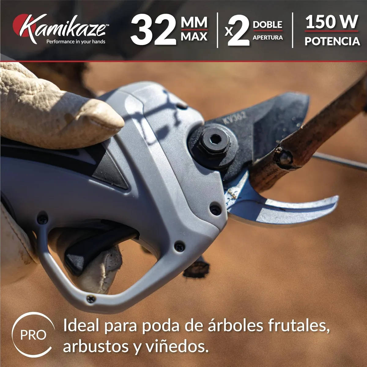 Tijera de poda eléctrica Kamikaze KV362 35 mm + 3 baterías 2,5 Ah y cargador — foto 7
