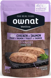 Sobre Wetline Ownat Gatos Sterilized Grain Free Pollo y Salmon