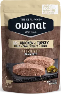 Sobre Wetline Ownat Gatos Sterilized Grain Free Pollo y Pavo