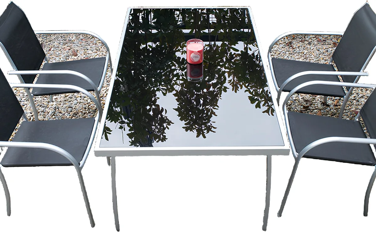 Conjunto jardin brasil mesa + 4 sillas gris — foto principal