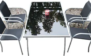 Conjunto jardin brasil mesa + 4 sillas gris