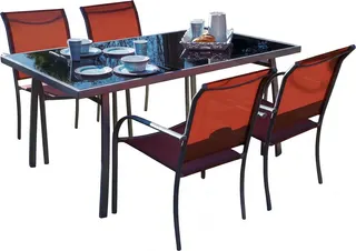 Conjunto jardin brasil mesa + 4 sillas gris