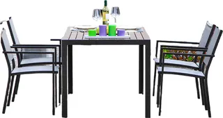 Mesa Aluminio Jardin con 4 Sillas Modelo Orlando
