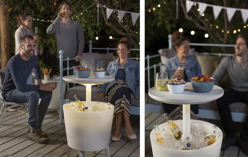 Mesa nevera iluminada para jardín color blanco — foto 4
