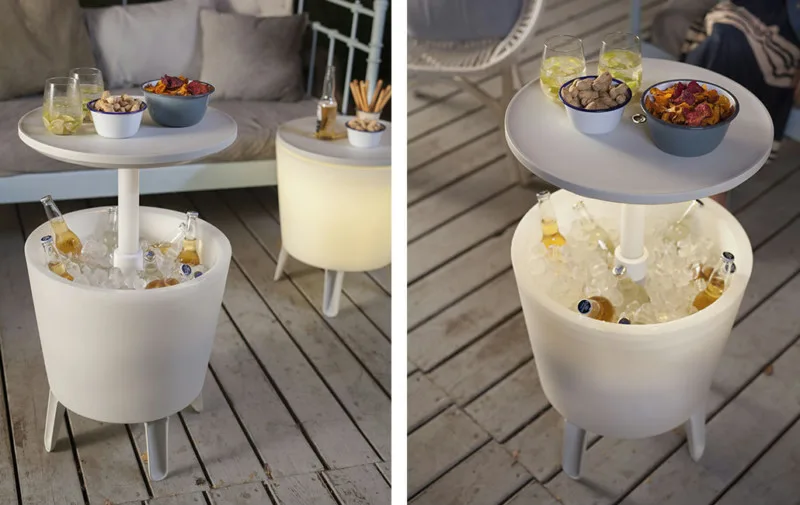 Mesa nevera iluminada para jardín color blanco — foto 5