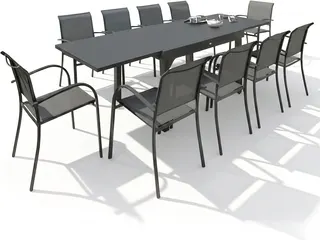 Mesa Extensible 90/180x90xh.75 cm Serie Piazza Grafito