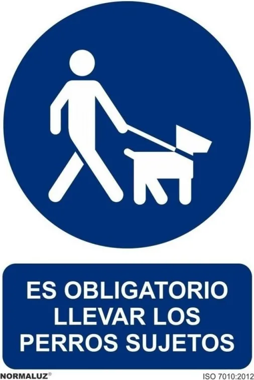 Señal Obligatorio Perros Sujetos Pvc 0,7 mm 300X400 mm