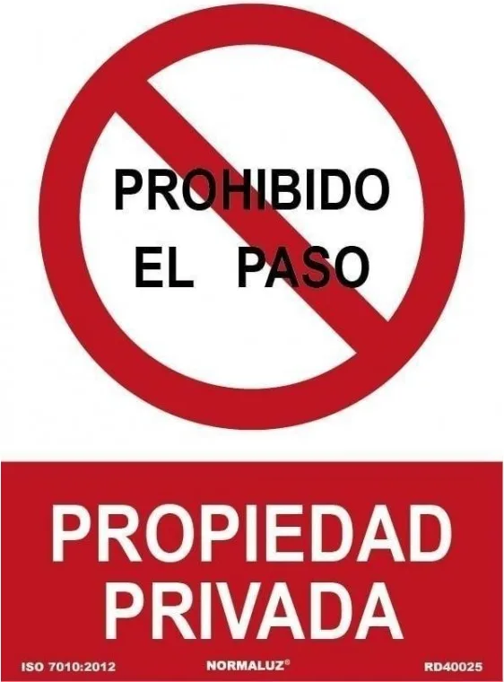 Señal  Prohibido Paso Propiedad Privada 0,7mm 210x300mm