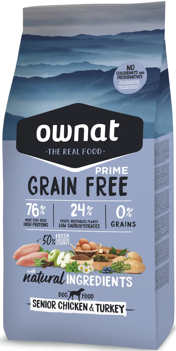 Pienso Perros Ownat Grain Free Prime Senior Pollo y Pavo 12 kg — foto principal