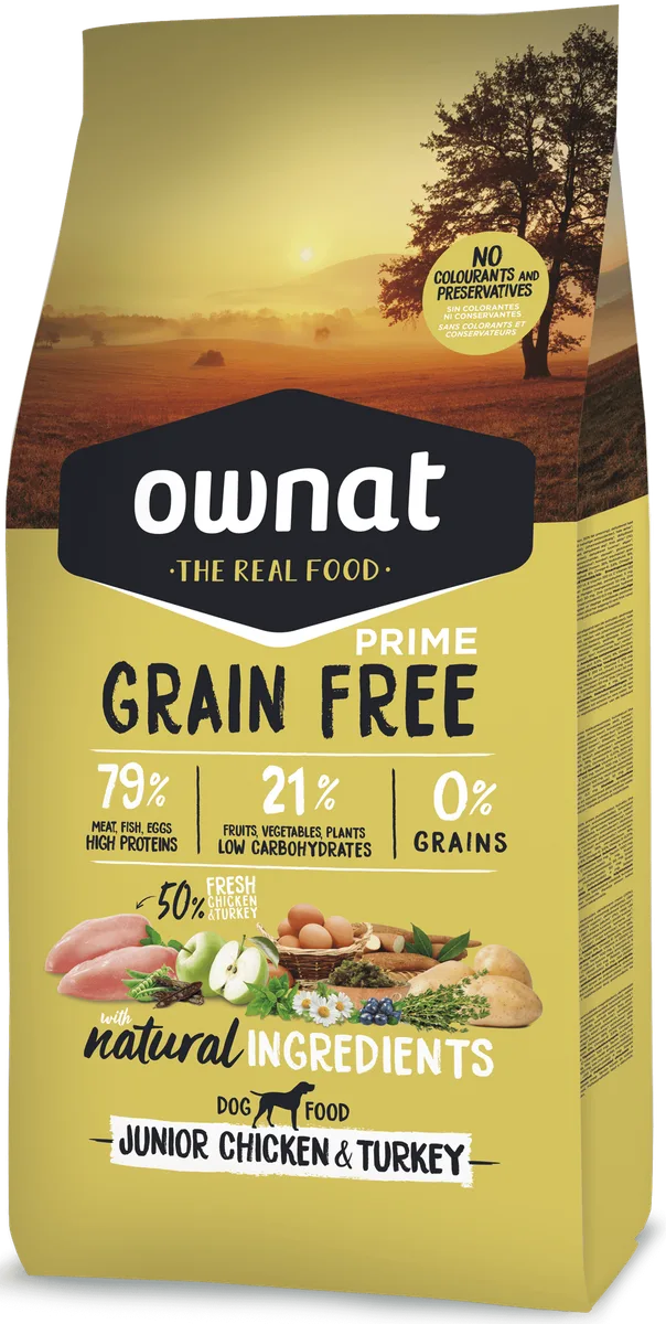 Pienso Perros Ownat Prime Grain Free Junior Pollo & Pavo 12 kg