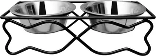 Comedero doble con soporte pez