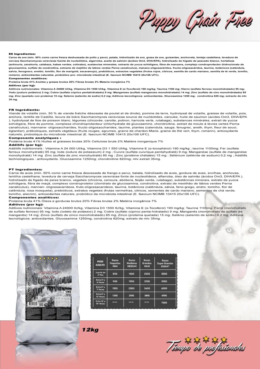 Pienso Perros Tiempo de Profesionales Puppy Grain Free 12 kg — foto 2