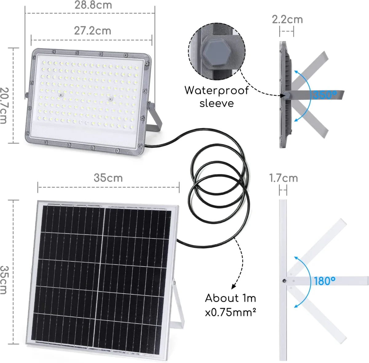 Foco Led con Panel Solar 200w 6500k — foto 6