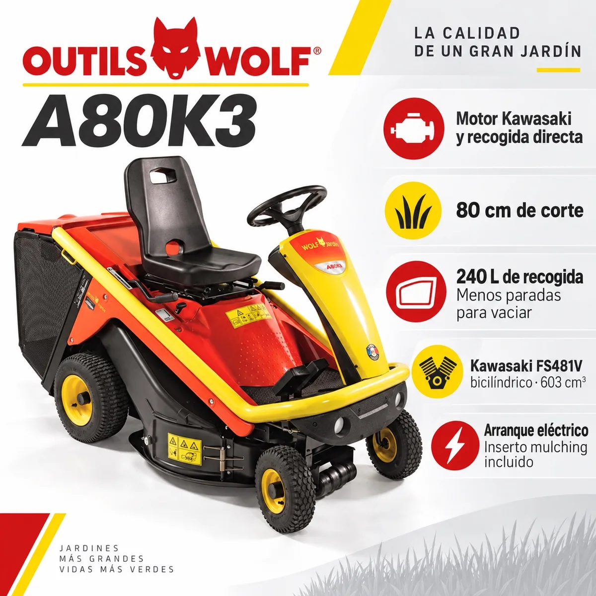 Tractor Cortacesped Outils Wolf  A80K3 — foto 2