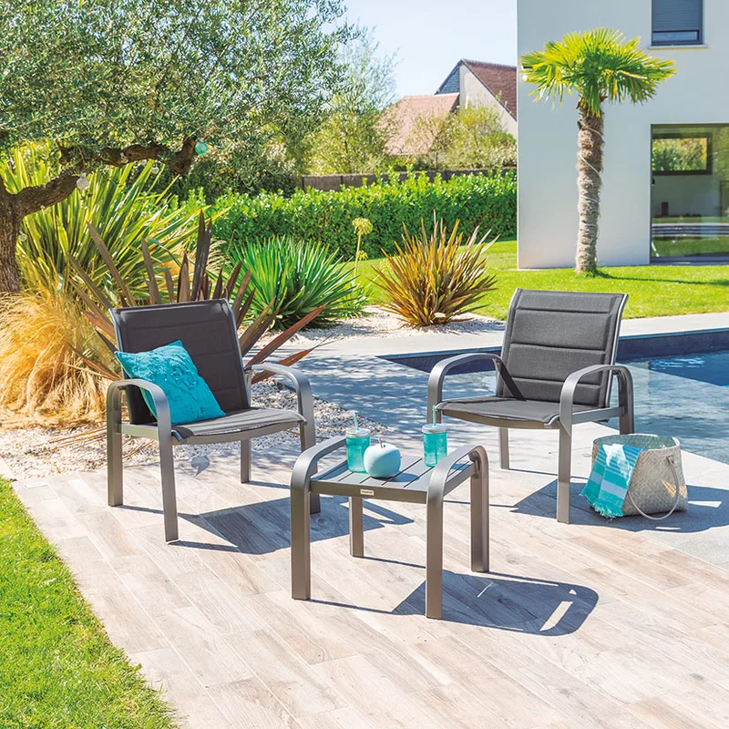 Conjunto para Jardín Elyn Antracita 2 Sillones + Mesa — foto 2
