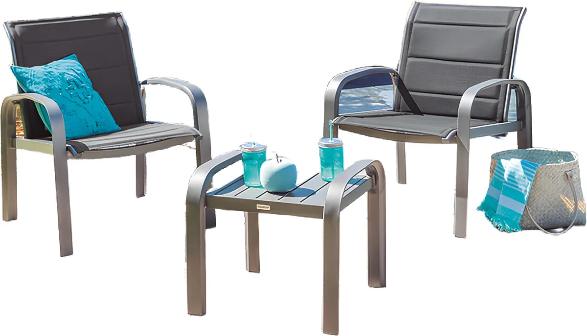 Conjunto para Jardín Elyn Antracita 2 Sillones + Mesa