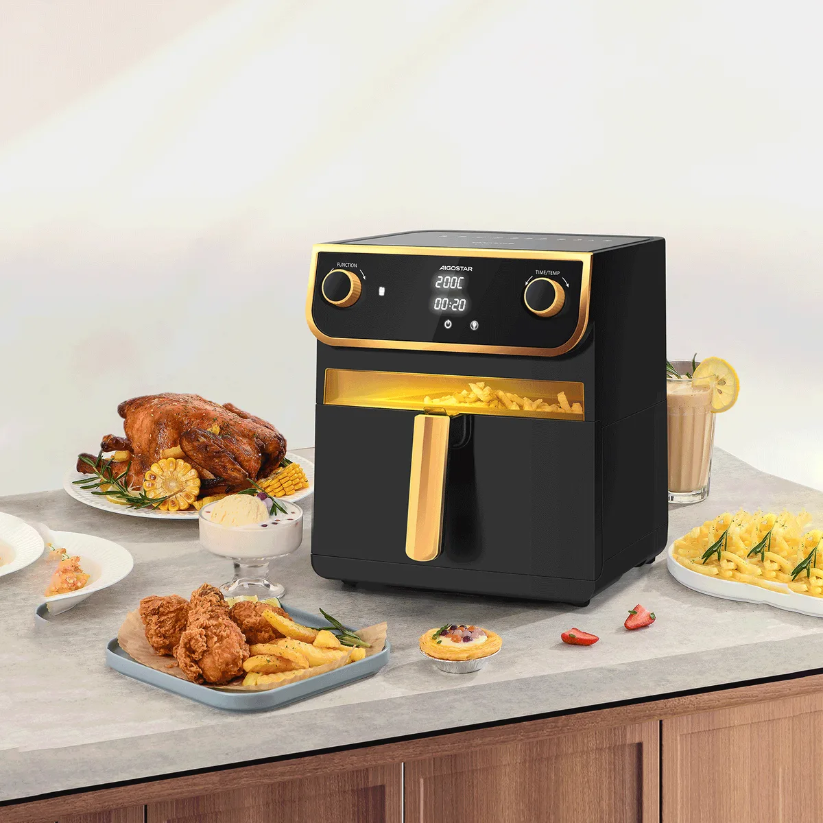 Freidora de Aire Vision Plus Dorada Joy 8 Litros — foto 4