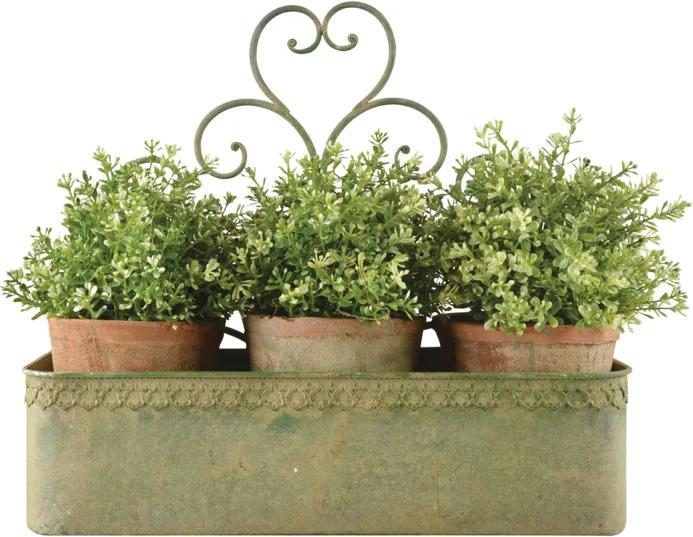 Maceta Pared Vintage Verde Metal Envejecido L