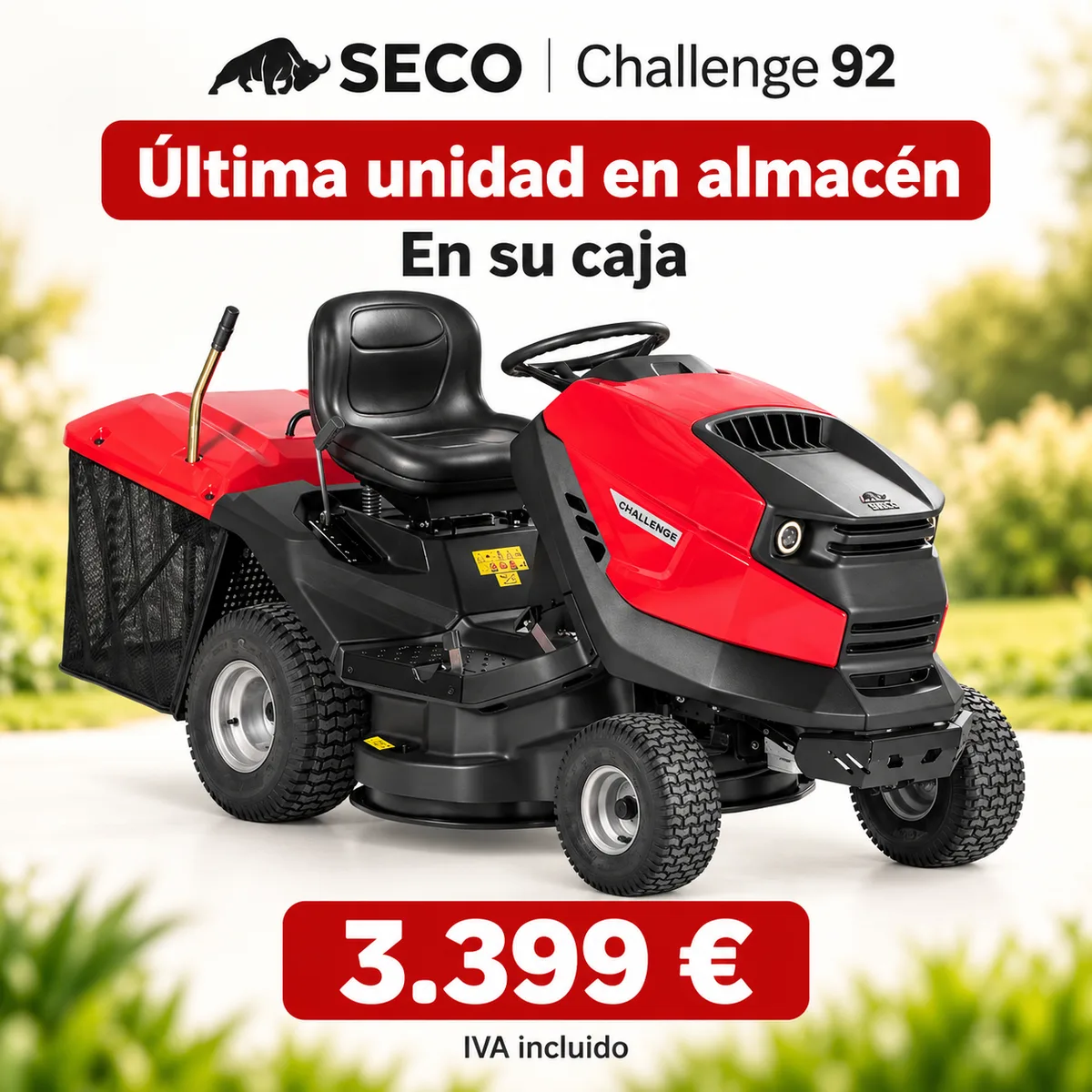 Tractor cortacésped SECO Challenge AJVI 92 cm · recogedor 300 L — foto 7