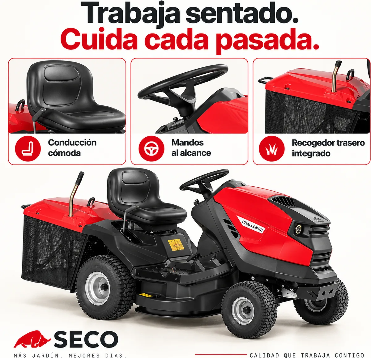 Tractor cortacésped SECO Challenge AJVI 92 cm · recogedor 300 L — foto 6