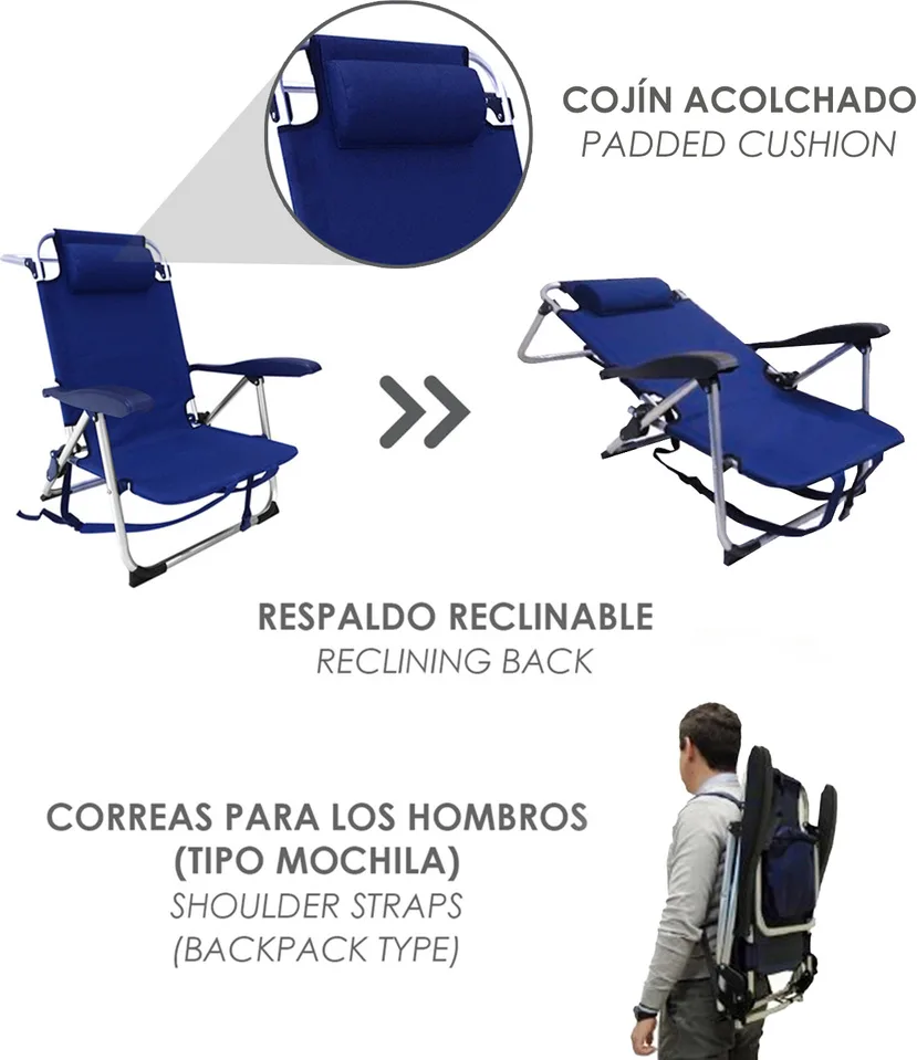 Silla de Playa Mochila con Bolso Isotermico — foto 3